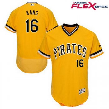 Men's Pittsburgh Pirates #16 Jung-ho Kang Yellow Pullover Stitched MLB Majestic Flex Base Jersey