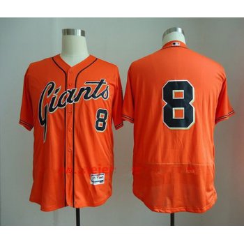 Men's San Francisco Giants #8 Hunter Pence No Name Orange Stitched MLB Majestic Flex Base Jersey