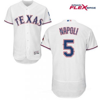 Men's Texas Rangers #5 Mike Napoli White Home Stitched MLB Majestic Flex Base Jersey