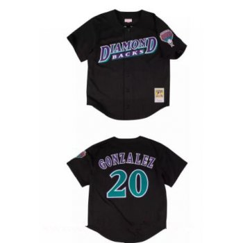 Men's Arizona Diamondbacks #20 Luis Gonzalez Black Mesh Batting Practice Throwback Stitched MLB Mitchell & Ness Jersey