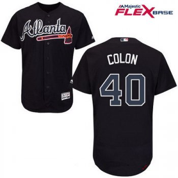Men's Atlanta Braves #40 Bartolo Colon Navy Blue Alternate Stitched MLB Majestic Flex Base Jersey