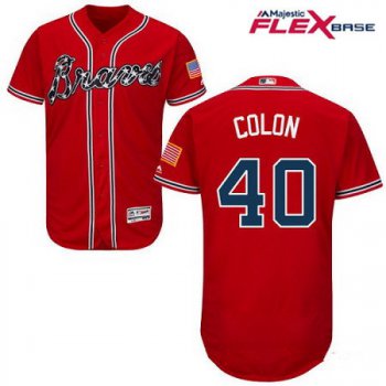 Men's Atlanta Braves #40 Bartolo Colon Red Alternate Stitched MLB Majestic Flex Base Jersey