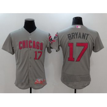 Men's Chicago Cubs #17 Kris Bryant Gray With Pink Mother's Day Stitched MLB Majestic Flex Base Jersey