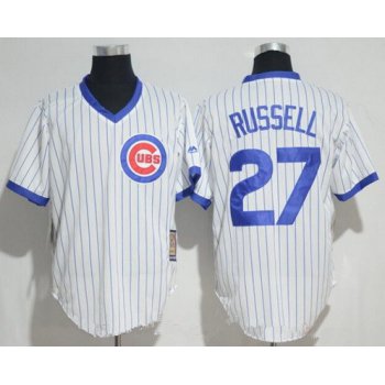 Men's Chicago Cubs #27 Addison Russell White Pullover 1994 Cooperstown Collection Stitched MLB Majestic Jersey