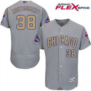 Men's Chicago Cubs #38 Mike Montgomery Gray 2017 Gold Champion Flexbase Authentic Collection MLB Jersey