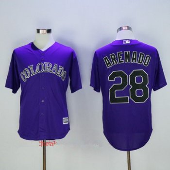 Men's Colorado Rockies #28 Nolan Arenado Purple Stitched MLB Majestic Cool Base Jersey