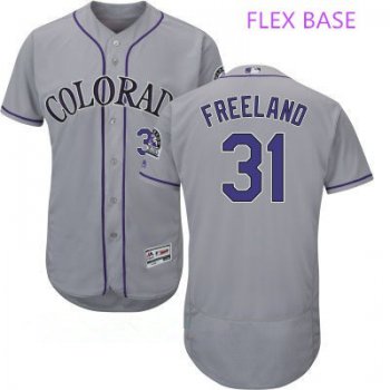 Men's Colorado Rockies #31 Kyle Freeland Gray Road Stitched MLB Majestic Flex Base Jersey