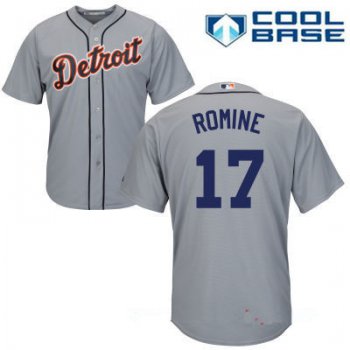 Men's Detroit Tigers #17 Andrew Romine Gray Road Stitched MLB Majestic Cool Base Jersey