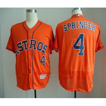 Men's Houston Astros #4 George Springer Orange Stitched MLB Majestic Flex Base Jersey
