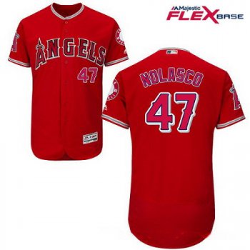 Men's Los Angeles Angels of Anaheim #47 Ricky Nolasco Red Alternate Stitched MLB Majestic Flex Base Jersey