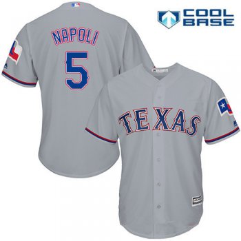 Men's Texas Rangers #5 Mike Napoli Gray Road Stitched MLB Majestic Cool Base Jersey