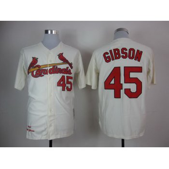 St. Louis Cardinals #45 Bob Gibson 1967 Cream Throwback Jersey