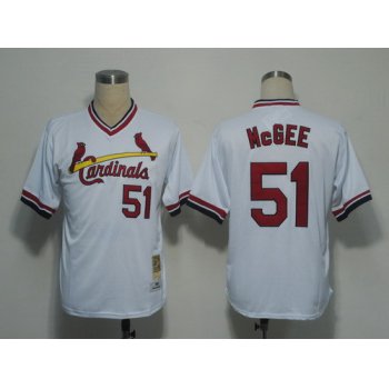 St. Louis Cardinals #51 Willie McGee 1982 White Throwback Jersey