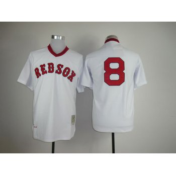 Boston Red Sox #8 Carl Yastrzemski 1975 White Throwback Jersey