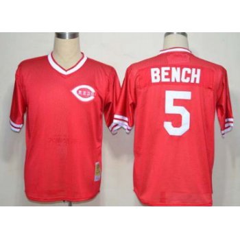 Cincinnati Reds #5 Johnny Bench Mesh BP Red Throwback Jersey