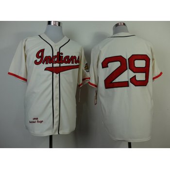 Cleveland Indians #29 Satchel Paige 1948 Cream Throwback Jersey
