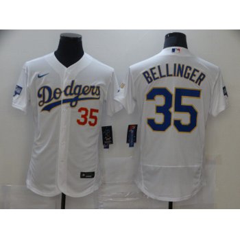 Men Los Angeles Dodgers 35 Bellinger White Elite 2021 Nike MLB Jerseys