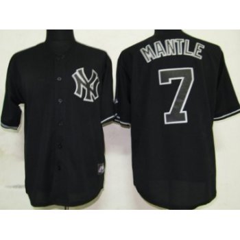 New York Yankees #7 Mickey Mantle Black Fashion Jersey