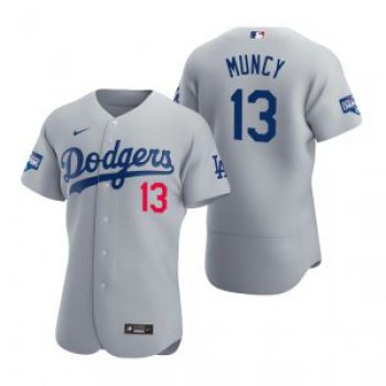 Los Angeles Dodgers #13 Max Muncy Gray 2020 World Series Champions Jersey