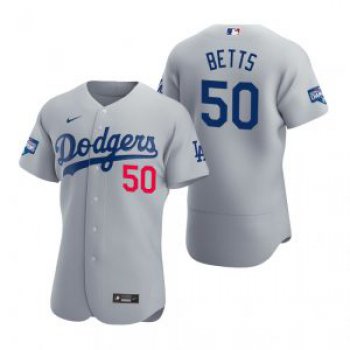 Los Angeles Dodgers #50 Mookie Betts Gray 2020 World Series Champions Jersey