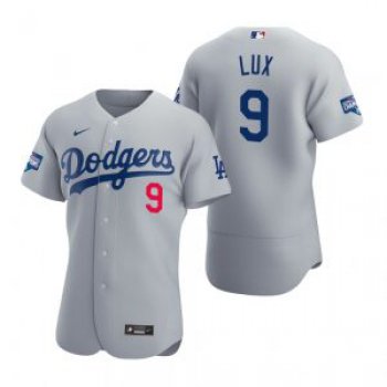 Los Angeles Dodgers #9 Gavin Lux Gray 2020 World Series Champions Jersey
