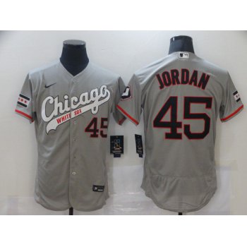Men Chicago White Sox 45 Jordan Grey Elite Nike MLB Jerseys
