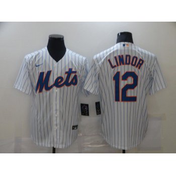 Men's New York Mets #12 Francisco Lindor White Stitched MLB Cool Base Nike Jersey