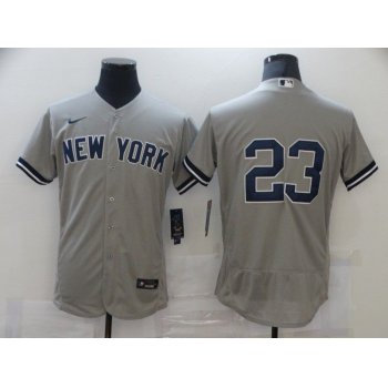 Men's New York Yankees #23 Don Mattingly Grey No Name Stitched MLB Flex Base Nike Jersey