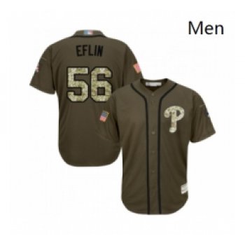 Mens Philadelphia Phillies 56 Zach Eflin Authentic Green Salute to Service Baseball Jersey