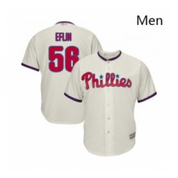 Mens Philadelphia Phillies 56 Zach Eflin Replica Cream Alternate Cool Base Baseball Jersey