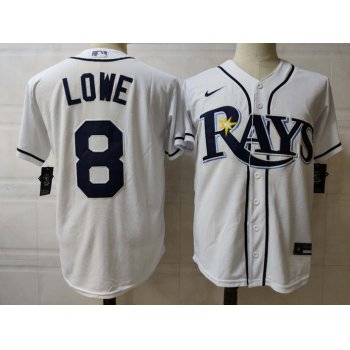Men's Tampa Bay Rays #8 Brandon Lowe White Stitched MLB Cool Base Nike Jersey