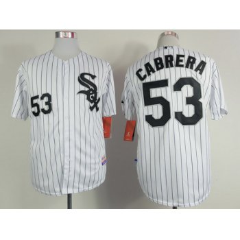 Chicago White Sox #53 Melky Cabrera White With Black Pinstripe Jersey