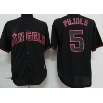 LA Angels of Anaheim #5 Albert Pujols Black Fashion Jersey