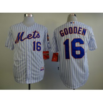 New York Mets #16 Dwight Gooden White Pinstripe Cool Base Jersey