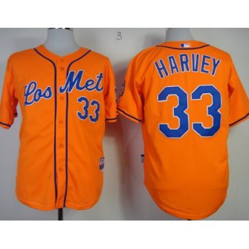 New York Mets #33 Matt Harvey Los Orange Jersey