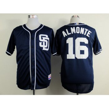 San Diego Padres #16 Abraham Almonte Navy Blue Jersey