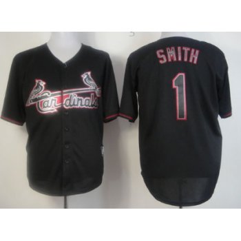 St. Louis Cardinals #1 Ozzie Smith Black Fashion Jersey