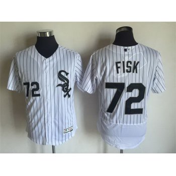 Men's Chicago White Sox #72 Carlton Fisk Retired White Home 2016 Flexbase Majestic Baseball Jersey