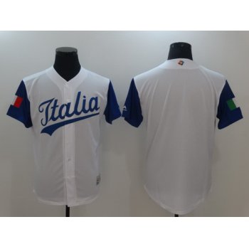 Men's Italy Baseball Majestic White 2017 World Baseball Classic Blank Team Jersey
