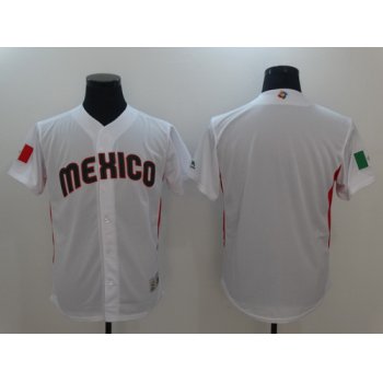Men's Mexico Baseball Majestic White 2017 World Baseball Classic Blank Team Jersey