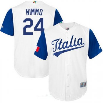 Men's Team Italy Baseball Majestic #24 Brandon Nimmo White 2017 World Baseball Classic Stitched Replica Jersey
