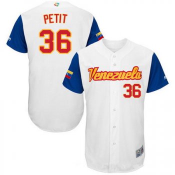 Men's Team Venezuela Baseball Majestic #36 Yusmeiro Petit White 2017 World Baseball Classic Stitched Authentic Jersey