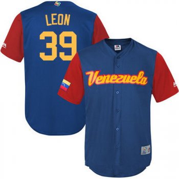Men's Team Venezuela Baseball Majestic #39 Arcenio Leon Royal Blue 2017 World Baseball Classic Stitched Replica Jersey