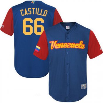 Men's Team Venezuela Baseball Majestic #66 Jose Castillo Royal Blue 2017 World Baseball Classic Stitched Replica Jersey