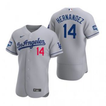 Los Angeles Dodgers #14 Enrique Hernandez Gray 2020 World Series Champions Road Jersey