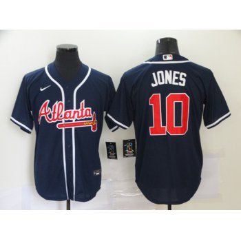 Men's Atlanta Braves #10 Chipper Jones Navy Blue Stitched MLB Cool Base Nike Jersey