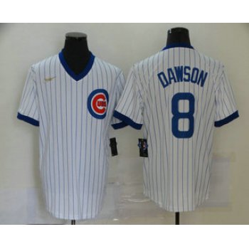 Men's Chicago Cubs #8 Andre Dawson White Pullover Cooperstown Collection Stitched MLB Nike Jersey