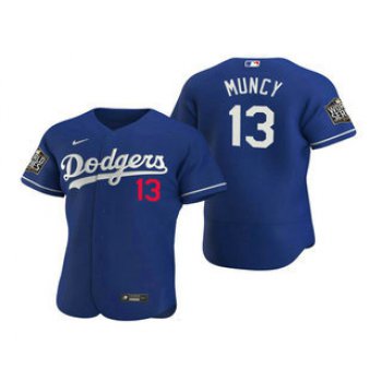 Men's Los Angeles Dodgers #13 Max Muncy Royal 2020 World Series Authentic Flex Nike Jersey