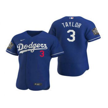 Men's Los Angeles Dodgers #3 Chris Taylor Royal 2020 World Series Authentic Flex Nike Jersey