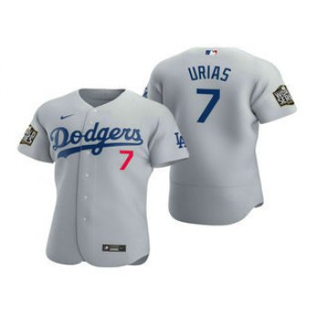 Men's Los Angeles Dodgers #7 Julio Urias Gray 2020 World Series Authentic Flex Nike Jersey